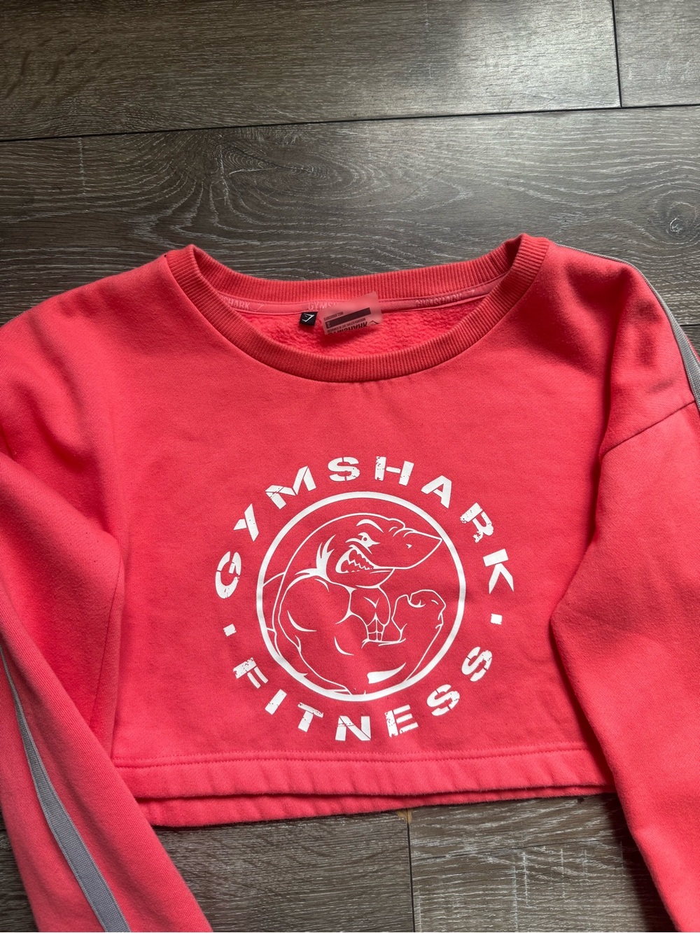 Gymshark Coral Red Cropped Crewneck with White Logo